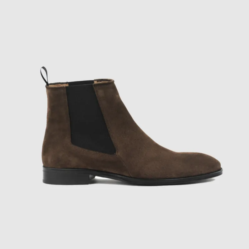 Chelseaboot JAHN suede chocco